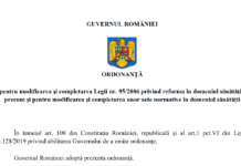 Proiect de ORDONANȚĂ pentru modificarea și completarea Legii nr. 95/2006 privind reforma în domeniul sănătății, precum și pentru modificarea și completarea unor acte normative în domeniul sănătății.