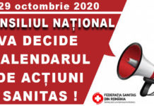 Comunicat: Consiliul Național va decide, pe 29 octombrie, calendarul de acțiuni SANITAS